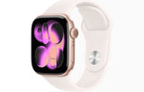 Apple Watch Series 11 GPS 42mm Розово-златно алуминиумско куќиште со светло сина спортска лента S/M