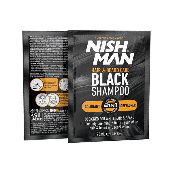 Nishman Black Shampoo Sachets 25 ml(10pcs In Box)