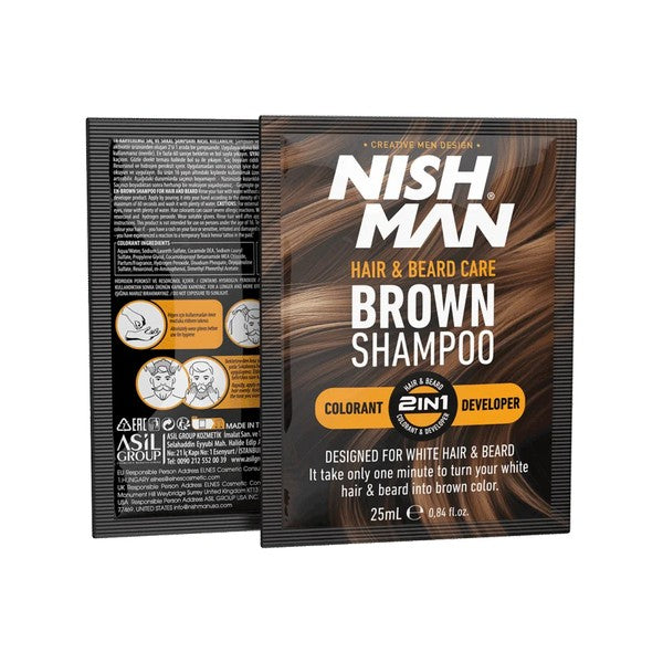 Nishman Brown Shampoo Sachets 25 ml(10pcs In Box)