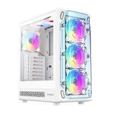 GameMax Computer Case Optical White Include 4x ARGB rainbow fans and USB3.0 port