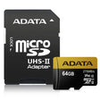 ADATA 64GB microSDHC Premier ONE 64GB SDXC UHS-II U3 ​​Class10 V90 3D NAND 4K 8K Ultra HD 275MB/s Micro SD картичка со адаптер 