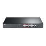 TP-Link TL-SL1218MP 16-портен 10/100Mbps + 2-портен гигабитен преклопник за монтирање на рек со 16-портен PoE+ 