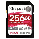 Kingston 256GB Canvas React Plus SDXC UHS-II 280R/100W U3 V60 за Full HD/4K 