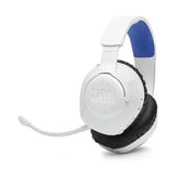 JBL QUANTUM 360P (бели/сини) безжични слушалки за игри преку уво со отстранлив микрофон 