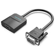 VENTION VGA во HDMI конвертор со женски Micro USB и аудио приклучок, 0,15M црн