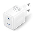 VENTION GaN полнач 2-порти USB (C + C) (45W/45W) ЕУ-Приклучок Бела