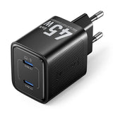 VENTION GaN полнач 2-портен USB (C + C) (45W/45W) ЕУ-приклучок црн