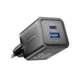 VENTION GaN полнач 2-портен USB (C + A) (30W/30W) ЕУ-приклучок црн
