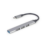 USB HUB тип C 4-портен Gembird 1 x USB 3.1/3x USB 2.0 сребрен