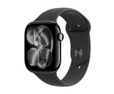 Apple Watch S11 GPS 42mm џет-црна алуминиумска футрола со црна спортска лента - S/M