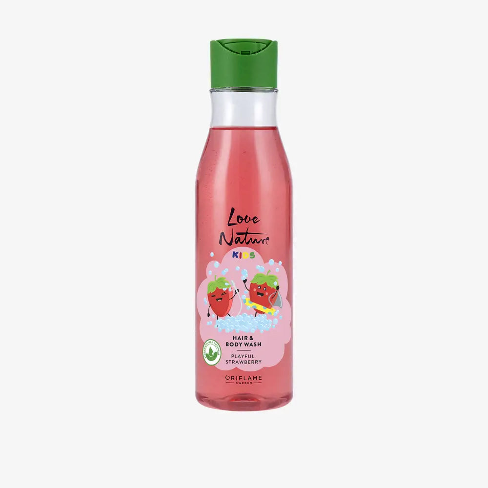 Love Nature Playful Strawberry Пенлив гел за коса и тело за деца